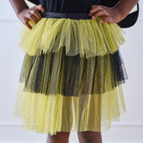 Vibrant black and yellow bumblebee tutu for kids aged 3-5, perfect for dress-up and themed parties.