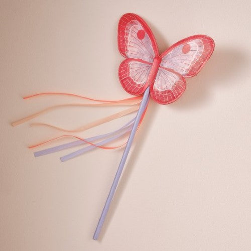 Colorful butterfly wand for dress-up, featuring delicate embellishments, perfect for imaginative play and special occasions.