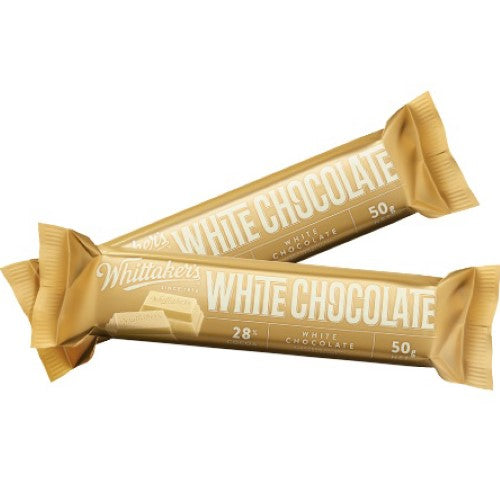 Whittaker's 50g White Chocolate bars in a 36 pack, rich 28% cocoa, creamy texture, perfect for sharing or gifting.