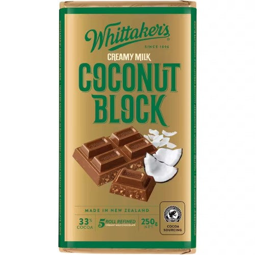 Whittaker’s Block Coconut 250g ( 12 Pack )
