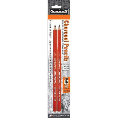 Handcrafted 6B charcoal pencils in a blister pack, perfect for smooth, blendable artistry and versatile drawing techniques.