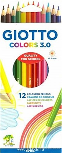 Box of 12 Giotto Colors 3.0 Pencils with vibrant colors, eco-friendly FSC wood, and 3 mm lead for smooth, rich application.