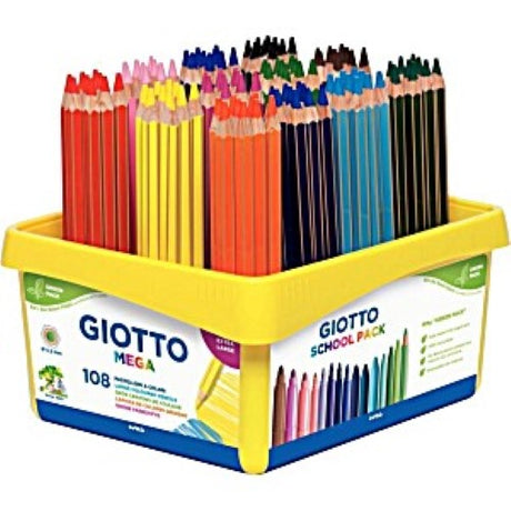 Giotto Mega Pencils 120's: Chunky colored pencils for kids, featuring vibrant colors and easy-grip design for artistic expression.