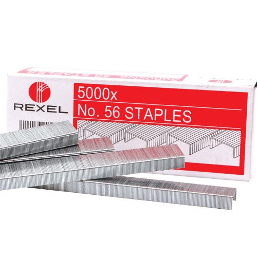 Rexel Staple Pins No. 56 in a 5000pc box, designed for reliable, efficient stapling of documents in any workspace.