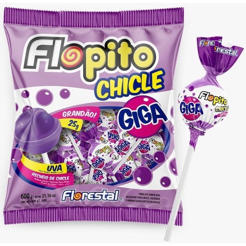 Flopito Lollipops Grape PURPLE 600g ( 24 Pack )
