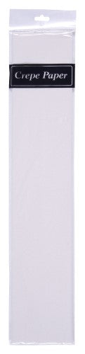 Premium white crepe paper roll (50cm x 2m) for versatile crafts and elegant decorations.