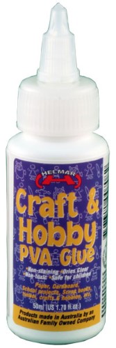 Helmar Craft & Hobby PVA Glue 125ml bottle, a versatile, quick-drying adhesive for paper, wood, and fabric crafts.