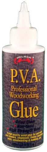 Professional-grade Helmar PVA wood glue in 125ml, clear drying adhesive for woodworking, offering strong, durable bonds.