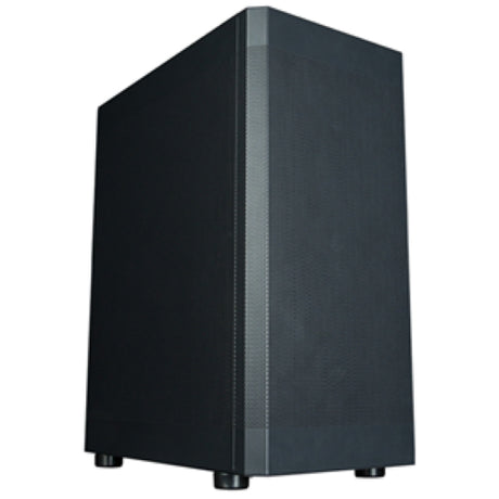 Sleek black Zalamn I4 ATX Mid Tower Case with tempered glass panel and optimized airflow for gaming and PC builds.