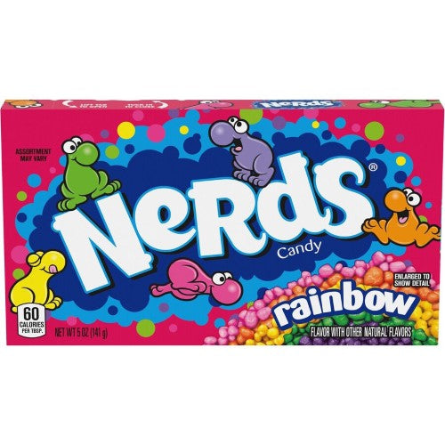 Colorful 12-pack of TB Nerds Rainbow candy, featuring sweet and tangy fruity flavors in individual grab-and-go packs.