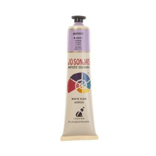 Vibrant 75ml Amethyst acrylic paint by Jo Sonja, featuring water-resistant formula, matte finish, and quick-drying properties.