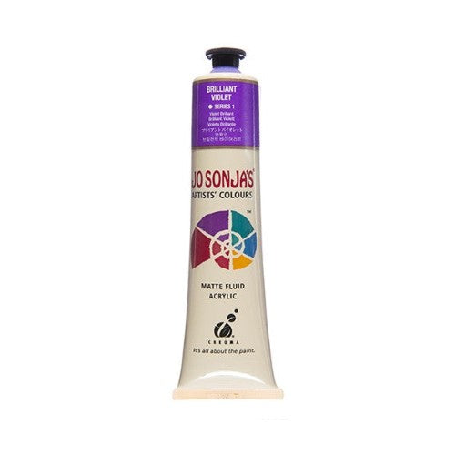 Vibrant 75ml Brilliant Violet acrylic paint offering excellent opacity, a velvet matte finish, and versatile applications for artists.