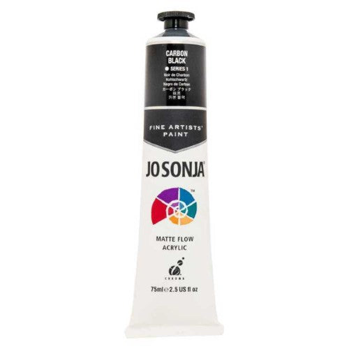 Acrylic paint tube in Carbon Black, showcasing rich opacity and a velvet matte finish, ideal for versatile artistic applications.