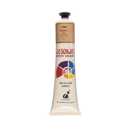 Acrylic paint in 75ml fawn, offering a rich opaque color and velvet matte finish, ideal for various artistic applications.