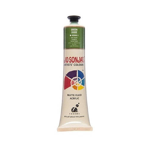 Jo Sonja's 75ml Green Oxide Acrylic Paint offers vibrant, water-resistant color with a velvet matte finish for artists and DIY projects.