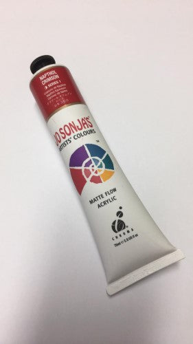 Vibrant 75ml Jo Sonja's Acrylic Paint in Napthol Crimson, ideal for canvas, airbrushing, and detailed artwork.