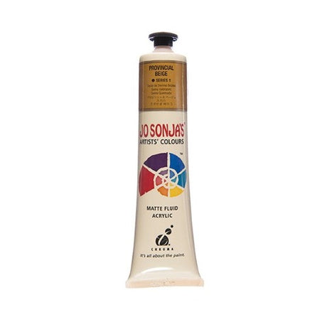 Jo Sonja's 75ml Provincial Beige acrylic paint, offering premium opacity, versatility, and a velvet matte finish for artists.