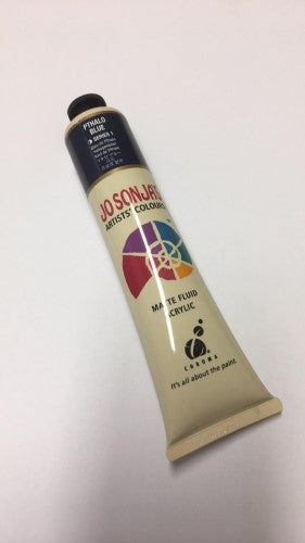 Vibrant Jo Sonja's 75ml Pthalo Blue acrylic paint with a matte finish, ideal for artists seeking quality and versatility.