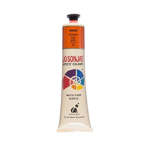 Vibrant 75ml orange acrylic paint by Jo Sonja, perfect for artists seeking opacity and a velvet matte finish.