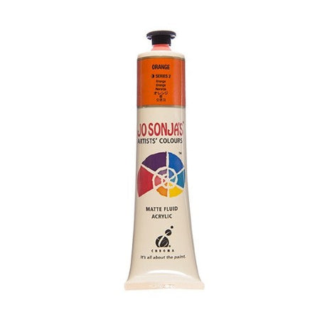 Vibrant 75ml orange acrylic paint by Jo Sonja, perfect for artists seeking opacity and a velvet matte finish.