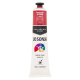 Vibrant 75ml Jo Sonja's Permanent Alizarine acrylic paint, offering rich colors, durability, and a velvet matte finish for artists.