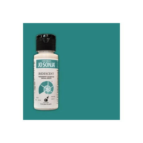 Iridescent turquoise acrylic paint in 60ml bottle, perfect for adding shimmer and depth to artwork.
