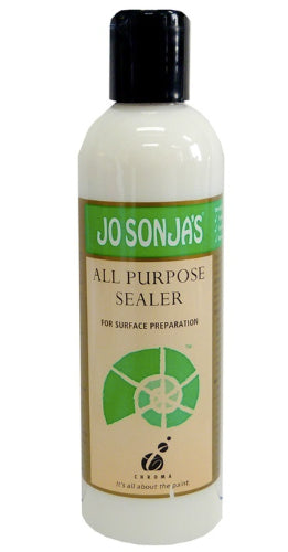 Jo Sonja's 250ml All Purpose Sealer for acrylic painting, enhancing adhesion and protecting artwork on various surfaces.