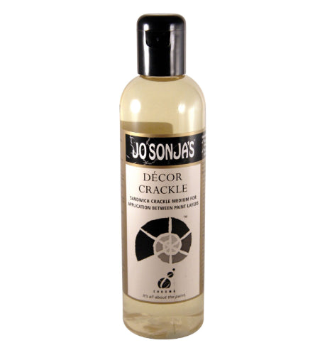 Acrylic medium for creating vintage crackle effects on wood, canvas, and ceramics; ideal for artists and crafters.
