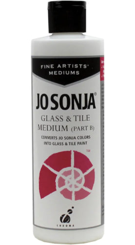 Jo Sonja's Glass & Tile Painting Medium in 250ml, ideal for vibrant, durable art on glass, tile, and ceramics. Non-toxic formula.