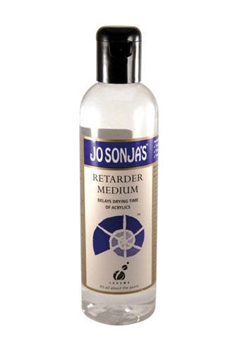 Acrylic paint retarder medium by Jo Sonja in 250ml, designed to extend drying time for blending and detail work.