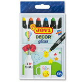 Set of 6 Jovi Decor Glass Wax Markers in vibrant colors, ideal for decorating glass, ceramics, and mirrors, easily removable.