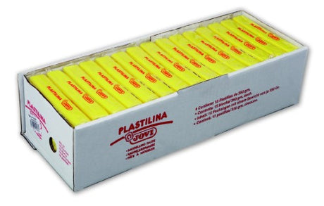 Light yellow Jovi Plastalina modeling clay in 350gm pack, non-toxic and reusable, ideal for kids' creative projects.