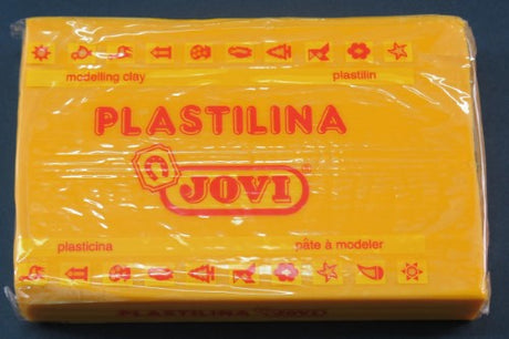 Bright dark yellow Jovi Plastalina modeling paste, perfect for creative projects, non-toxic, reusable, and mess-free for kids.