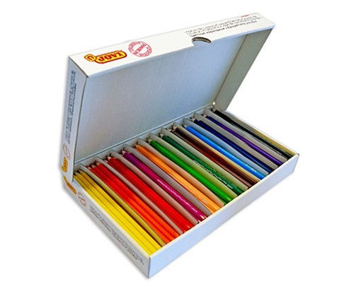 Jovi Coloured Pencil Classpack 144 with 12 vibrant colours, ergonomic grip, and smooth lead for unbounded creativity in children.