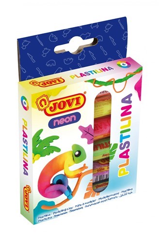 Vibrant Jovi Plastilina neon modeling clay set with 6x15g sticks, safe and non-toxic for creative fun without limits.