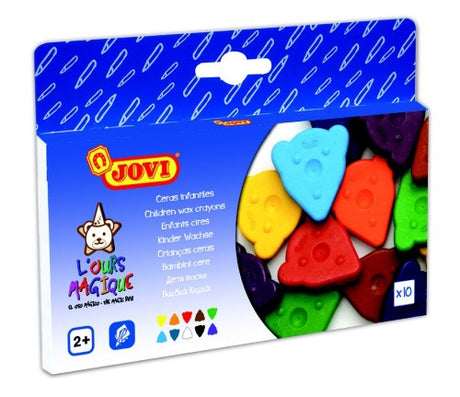 Vibrant Jovi Wax Crayon Magic Bear set of 10, featuring durable, non-toxic, odorless crayons for young artists.