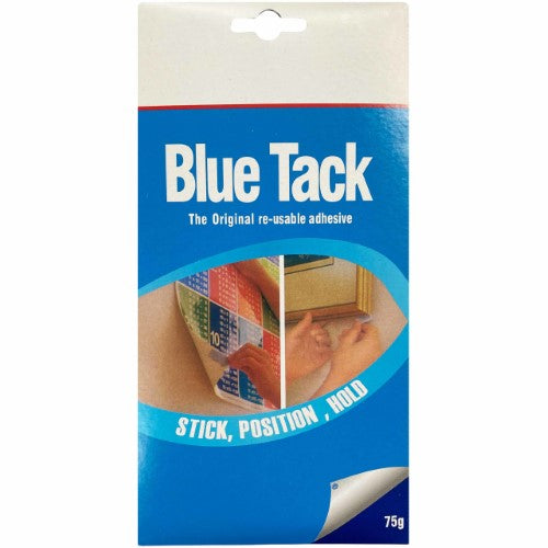Pliable Blue Tack 75g (6 Pack) for securely attaching posters and memos without damaging surfaces, ideal for home and office use.
