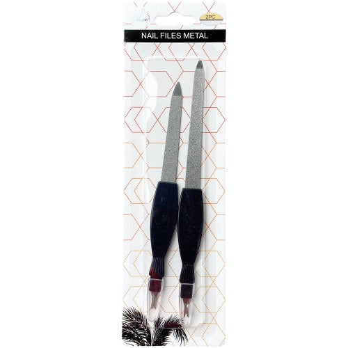 Nail File 2pc Set featuring double-sided files for shaping and smoothing natural and artificial nails at home.