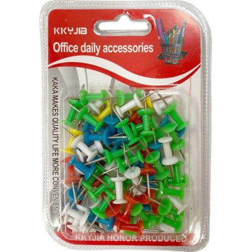 Vibrant 60-piece colored office pins in assorted colors for organizing documents securely at home, school, or workspace.