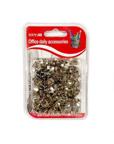 Silver tack pins in a box of 6 packs, 140 pieces total, perfect for organizing notes and reminders on bulletin boards.
