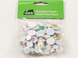 Assorted pack of 100 movable googly eyes in various colors and sizes for creative crafts and DIY projects.