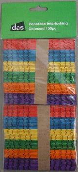 Colorful interlocking popsticks set, 100 pieces, ideal for creative arts and crafts projects for all ages.