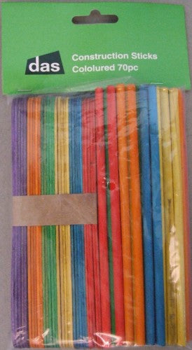 Colorful Craft - Construction Sticks set; 70 durable pieces for creative building and STEM learning for kids aged 3 and up.