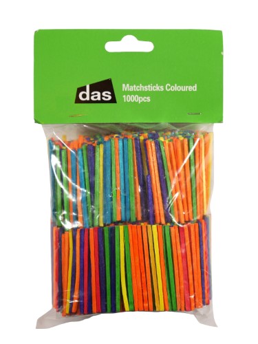 Colorful 1000pc match sticks set for arts and crafts, perfect for DIY projects, models, and creative activities.