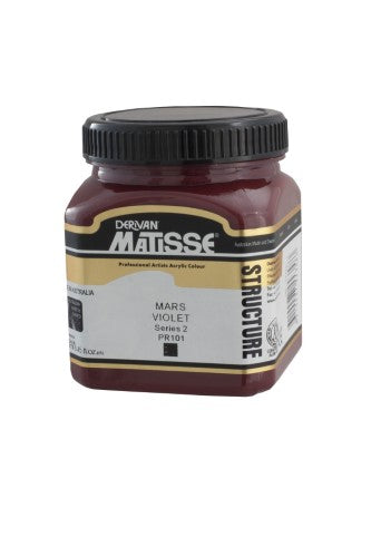 Matisse Structure Acrylic Paint in Mars Violet S2, a rich, vibrant 250ml impasto paint for textured artwork.