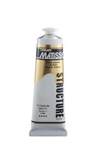 Premium Matisse Structure 75ml Acrylic Paint in Titanium White S1, ideal for textured effects and vibrant, long-lasting color.