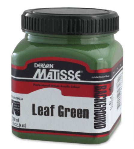 Acrylic paint in Leaf Green (250ml) for versatile applications, offering vibrant color and quick-drying matte finish.