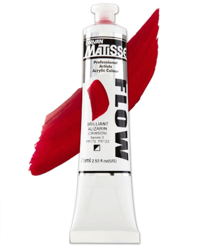 Vibrant Matisse Flow acrylic paint in Brill Aliz, perfect for smooth, free-flowing brushstrokes and airbrush techniques.