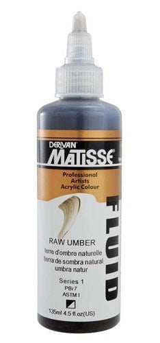 Matisse Fluid Acrylic Paint in Raw Umber (135ml) for vibrant, versatile art with excellent lightfastness and smooth blending.