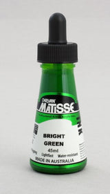 Matisse Ink 45ml in Bright Green, a vibrant acrylic ink ideal for versatile artistic techniques and exceptional color mixing.